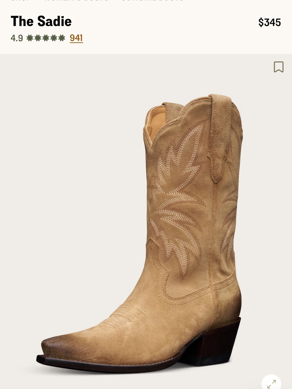 Tecovas Toasted Almond Suede Cowboy Boots - Tan - Picture 3 of 6